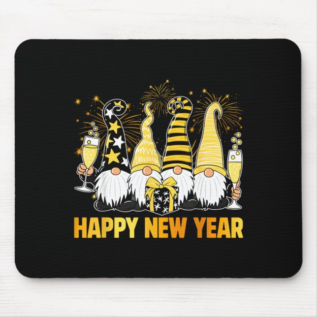 Happy New Year 2026 Gnomes Drinking Champagne New  Mouse Pad (Front)