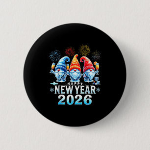 Happy New Year 2026 Gnomes Family Party New Years 6 Cm Round Badge