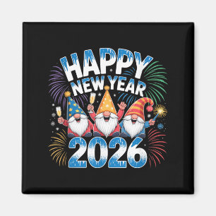 Happy New Year 2026 Gnomes Family Party New Years Magnet