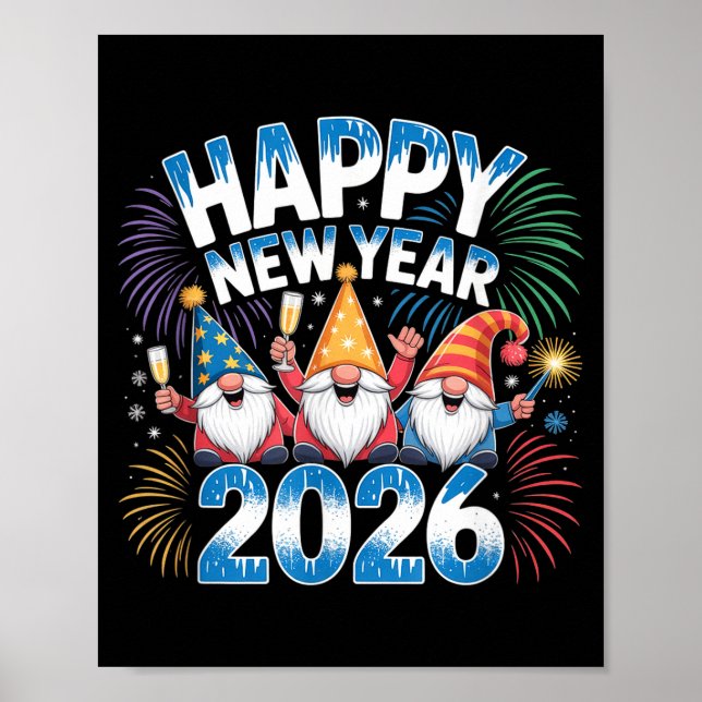 Happy New Year 2026 Gnomes Family Party New Years  Poster (Front)