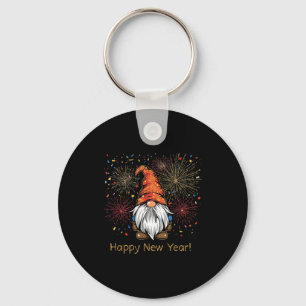 Happy New Year 2026 Gnomes Fireworks Confetti Key Ring