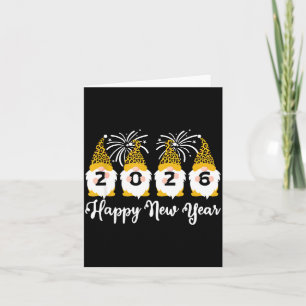 Happy New Year 2026 Gnomes Leopard Print Gnomies G Card