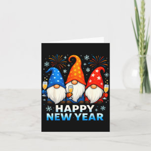 Happy New Year 2026 Gnomes Matching Family New Yea Card