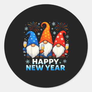 Happy New Year 2026 Gnomes Matching Family New Yea Classic Round Sticker