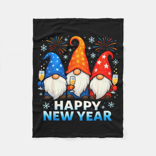Happy New Year 2026 Gnomes Matching Family New Yea Fleece Blanket (Front)