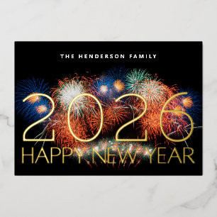 HAPPY NEW YEAR 2026 GOLD FIREWORKS PHOTO BACK