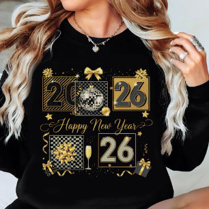 Happy New Year 2026 Gold Glitter Celebration Sweatshirt