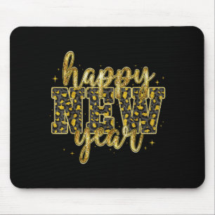 Happy New Year 2026 Gold Leopard Countdown Party F Mouse Pad