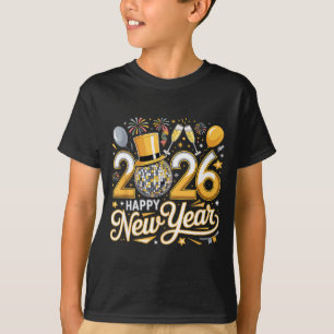 Happy New Year 2026 Gold Party Celebration Gift  T-Shirt