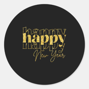 Happy New Year 2026 Gold Party Eve Family Xmas Classic Round Sticker