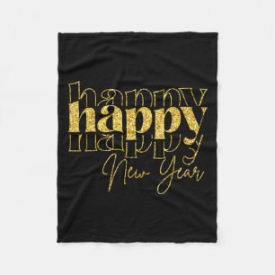 Happy New Year 2026 Gold Party Eve Family Xmas  Fleece Blanket