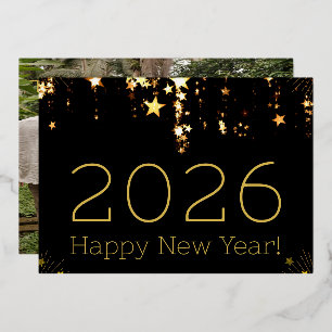 HAPPY NEW YEAR 2026 GOLD STARS FAMILY PHOTO BACK