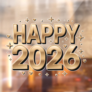 Happy New Year 2026 Gold Typography