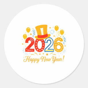 Happy New Year 2026 Holiday Party Family Celebrati Classic Round Sticker