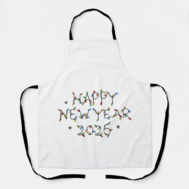 Happy New Year 2026 Minimalist Design Apron (Front)