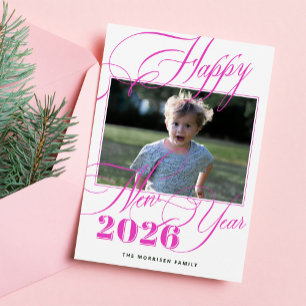 Happy New Year 2026 modern elegant photo Holiday Card