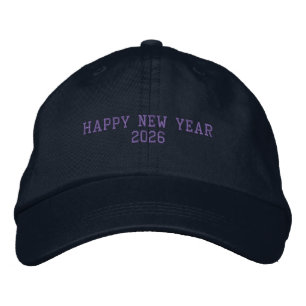 Happy New Year 2026 Navy Color Fresh-Hat Fits Wear Embroidered Hat
