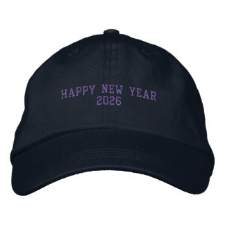 Happy New Year 2026 Navy Color Fresh-Hat Fits Wear Embroidered Hat