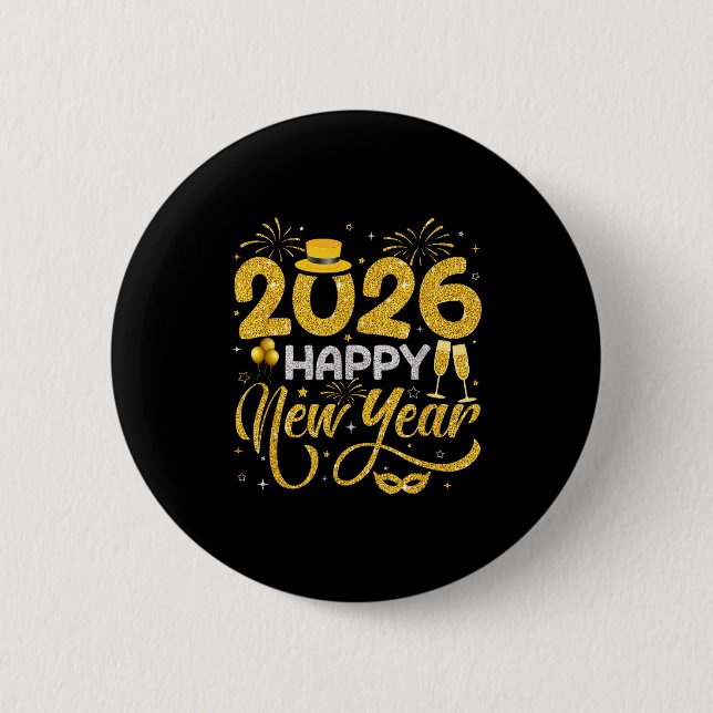 Happy New Year 2026 New Years Eve Party Countdown  6 Cm Round Badge (Front)