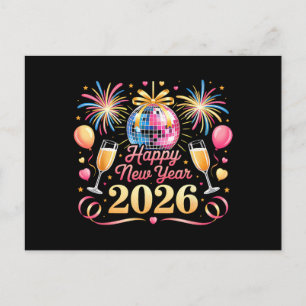 Happy New Year 2026 New Years Eve Party Countdown Holiday Postcard