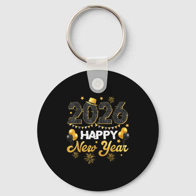 Happy New Year 2026 New Year's Eve Party Countdown Key Ring (Front)