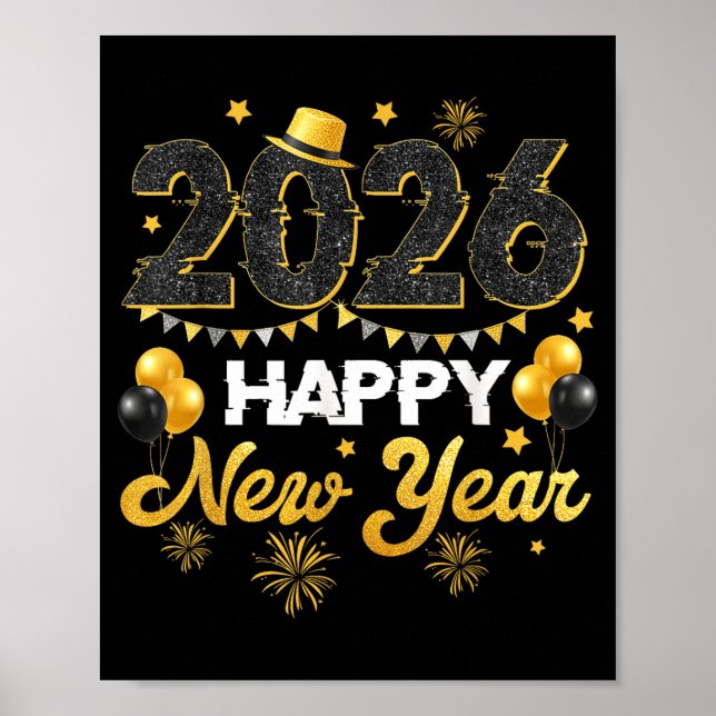 Happy New Year 2026 New Year's Eve Party Countdown Poster (Front)