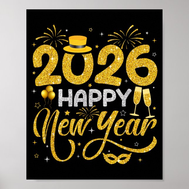 Happy New Year 2026 New Years Eve Party Countdown  Poster (Front)