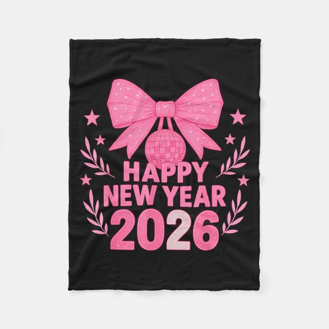 Happy New Year 2026 Nk Bow Coquette Family  Fleece Blanket (Front)