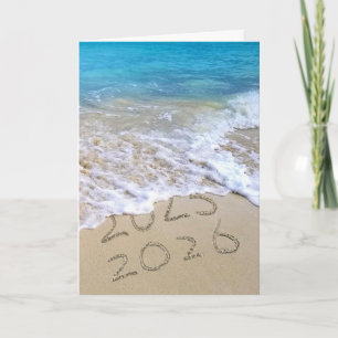Happy New Year 2026 Ocean Beach Holiday Card