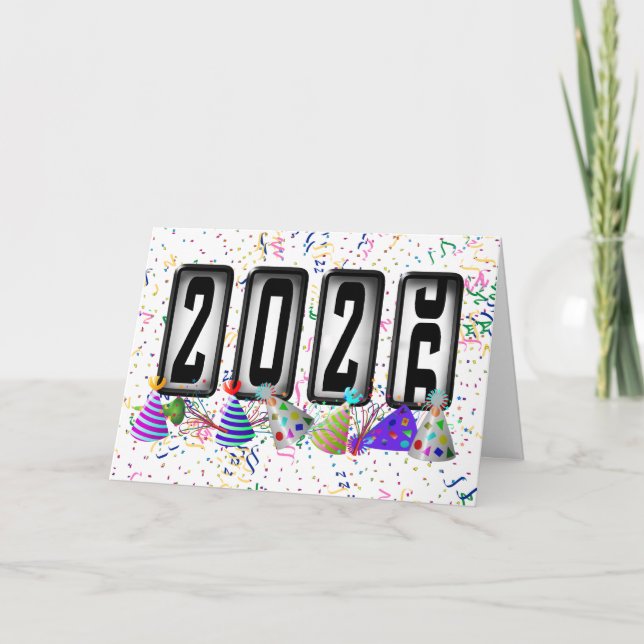 Happy New Year 2026 Odometer  Holiday Card (Front)