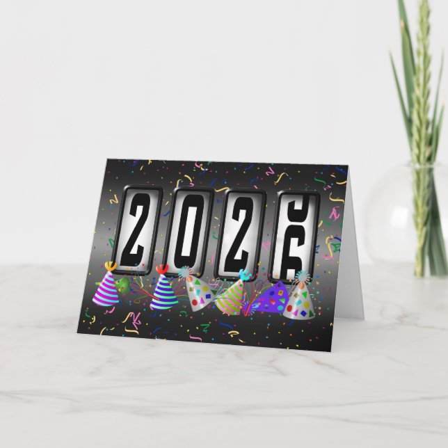 Happy New Year 2026 Odometer  Holiday Card (Front)