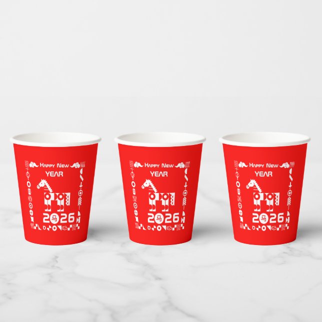 Happy New Year 2026 Paper Cups (Multi)