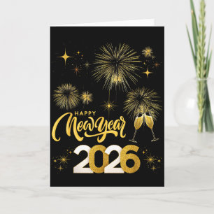 Happy New Year 2026 Party Fireworks Family Matchin Card