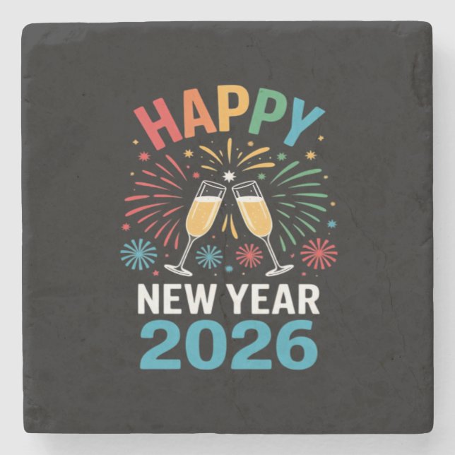 Happy New Year 2026 Party Funny New Years Eve 2026 Stone Coaster (Front)