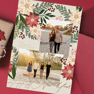 Happy New Year 2026 Poinsettia Multi Photo 