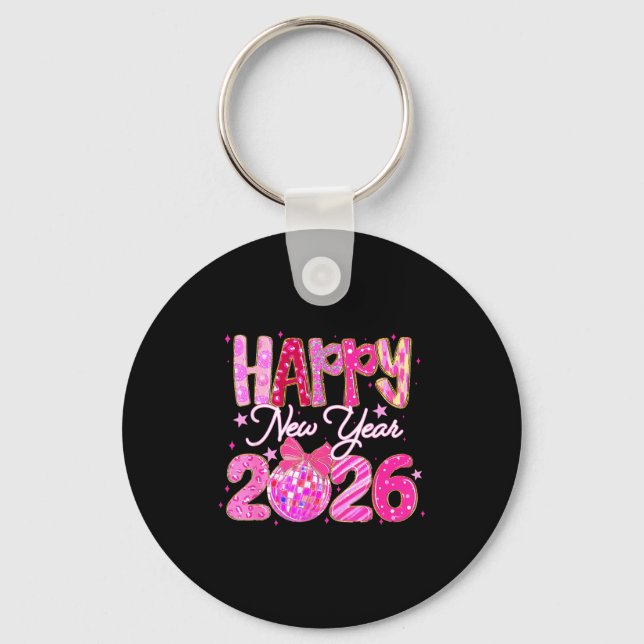 Happy New Year 2026 Preppy New Years Nk Coquette B Key Ring (Front)