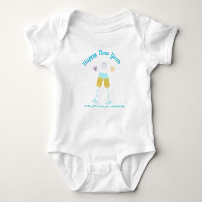 Happy New Year 2026 Prosperity Design Baby Bodysuit (Front)