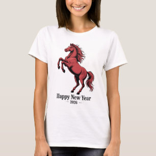 Happy New Year 2026 Red Horse Graphic T-Shirt
