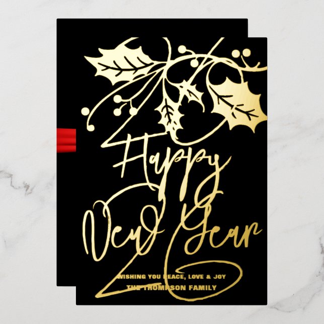 Happy New Year 2026, red ribbon (Front/Back)