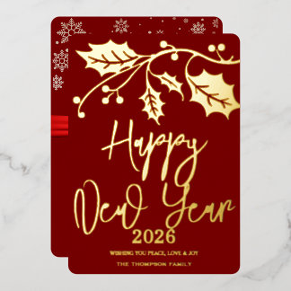 Happy New Year 2026, red ribbon