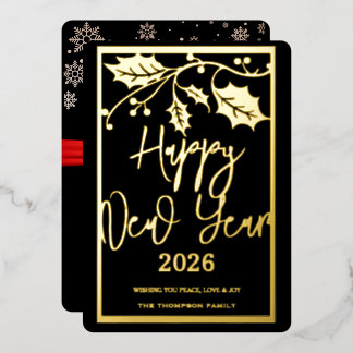 Happy New Year 2026, red ribbon