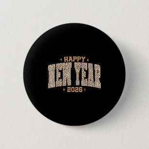 Happy New Year 2026 Retro Leopard New Years Eve Pa 6 Cm Round Badge