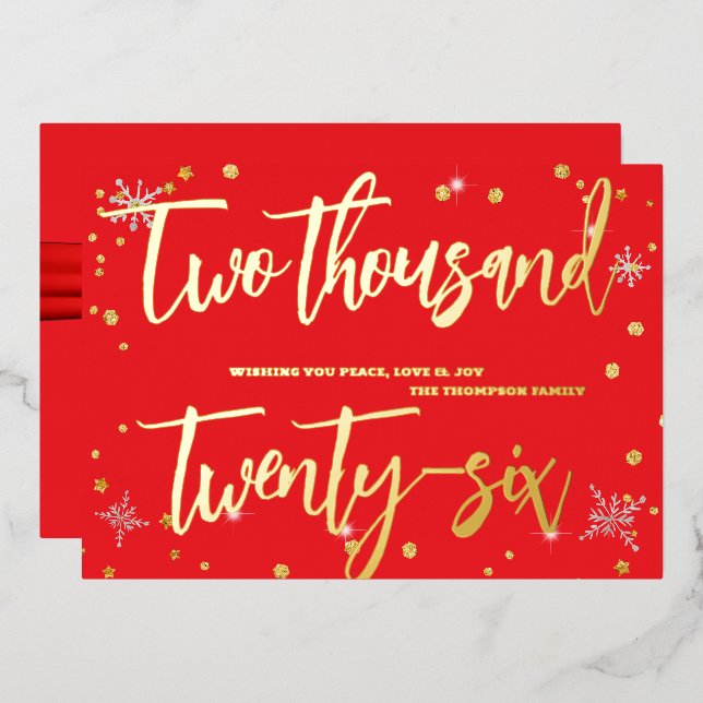 Happy New Year 2026 Retro Red Ribbon (Front/Back)