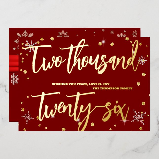 Happy New Year 2026 Retro Red Ribbon (Front/Back)