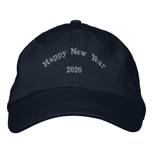 Happy New Year 2026 Rich Navy Colour-Hat Looking  Embroidered Hat (Front)