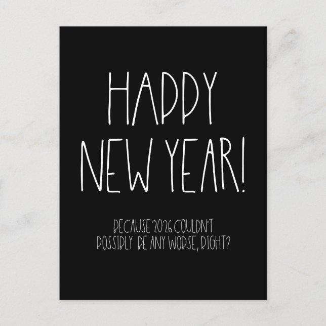 Happy New Year 2026 Sarcastic Postcard (Front)