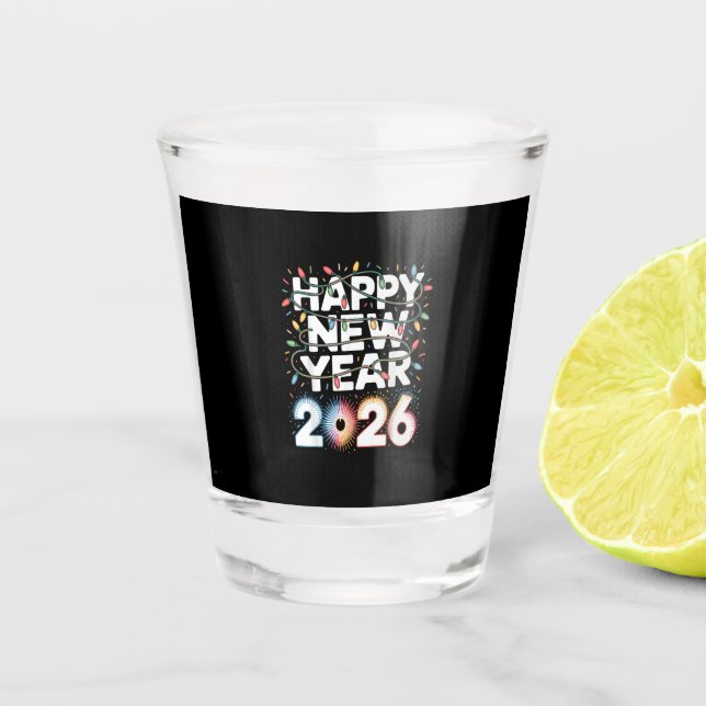 Happy New Year 2026 Shot Glass (Front)