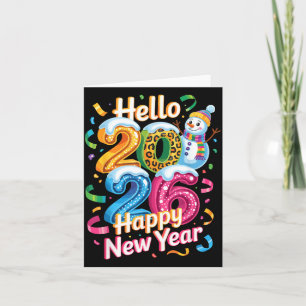 Happy New Year 2026 Snowman Colorful Celebration G Card