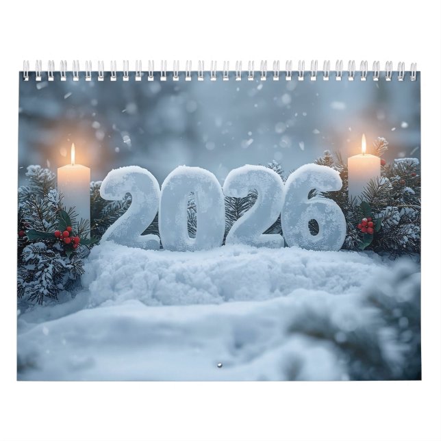 happy new year 2026 snowy calm  calendar (Cover)