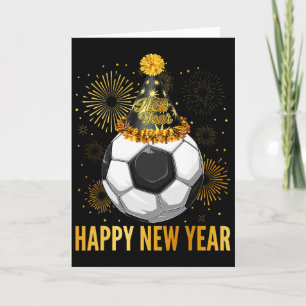 Happy New Year 2026 Soccer Party Hat New Years Eve Card